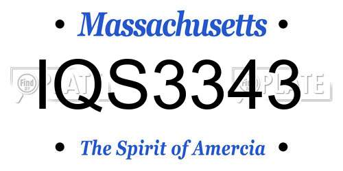 IQS3343 Massachusetts License Plate