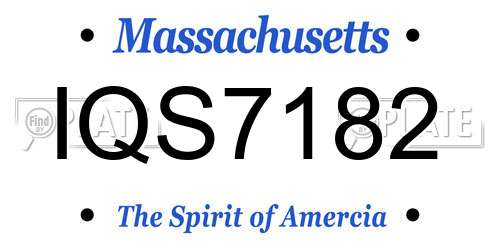 IQS7182 Massachusetts License Plate