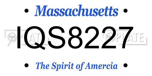 IQS8227 Massachusetts License Plate