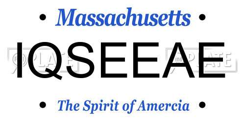 IQSEEAE Massachusetts License Plate