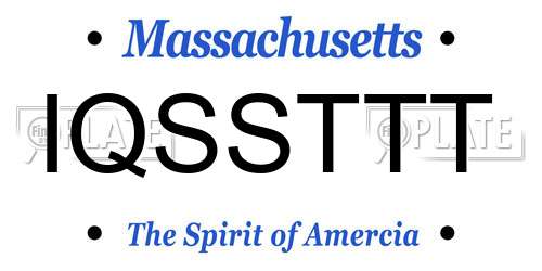 IQSSTTT Massachusetts License Plate