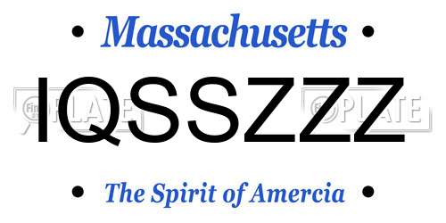 IQSSZZZ Massachusetts License Plate