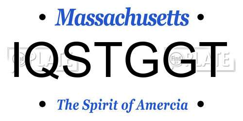 IQSTGGT Massachusetts License Plate