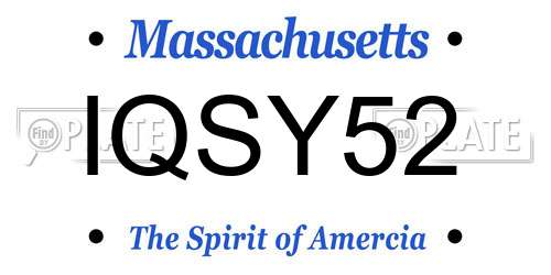 IQSY52 Massachusetts License Plate