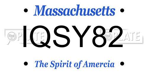 IQSY82 Massachusetts License Plate
