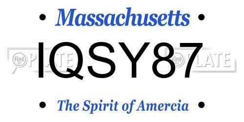 IQSY87 Massachusetts License Plate