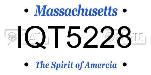 IQT5228 Massachusetts License Plate
