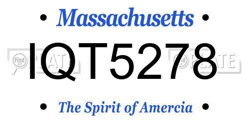 IQT5278 Massachusetts License Plate