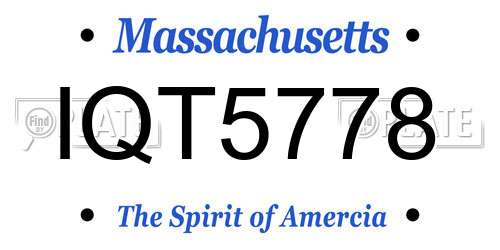 IQT5778 Massachusetts License Plate