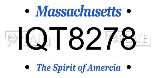 IQT8278 Massachusetts License Plate