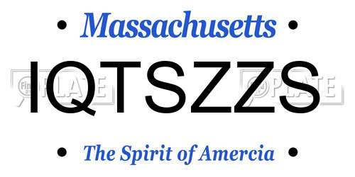IQTSZZS Massachusetts License Plate
