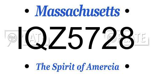 IQZ5728 Massachusetts License Plate