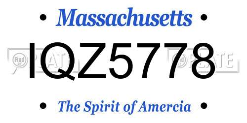 IQZ5778 Massachusetts License Plate