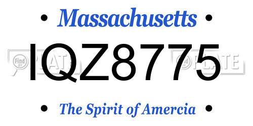IQZ8775 Massachusetts License Plate
