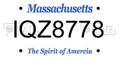 IQZ8778 Massachusetts License Plate