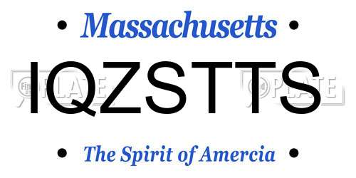 IQZSTTS Massachusetts License Plate
