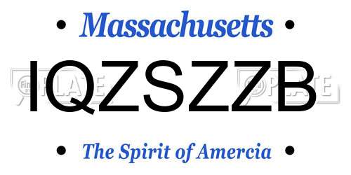 IQZSZZB Massachusetts License Plate