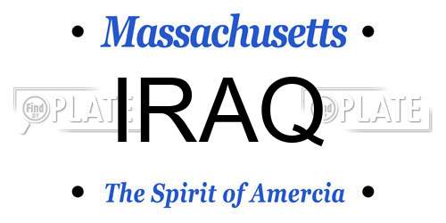IRAQ Massachusetts License Plate