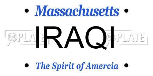 IRAQI Massachusetts License Plate