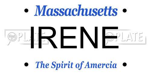 IRENE Massachusetts License Plate