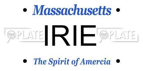 IRIE Massachusetts License Plate