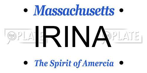 IRINA Massachusetts License Plate
