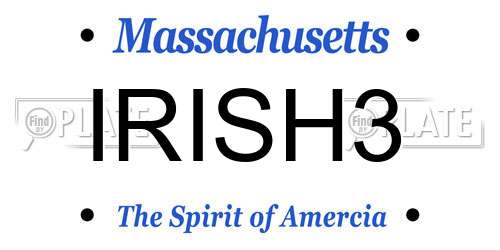 IRISH3 Massachusetts License Plate