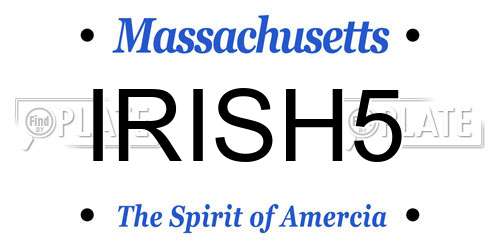 IRISH5 Massachusetts License Plate
