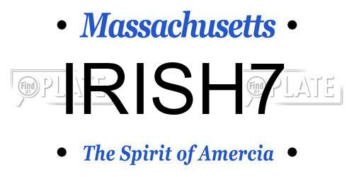 IRISH7 Massachusetts License Plate