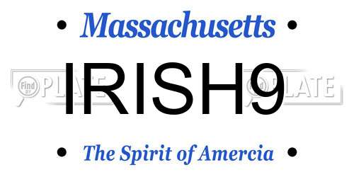 IRISH9 Massachusetts License Plate