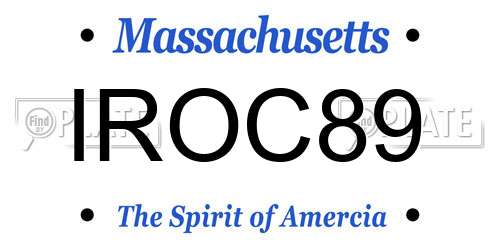 IROC89 Massachusetts License Plate