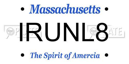 IRUNL8 Massachusetts License Plate