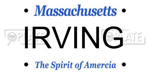 IRVING Massachusetts License Plate