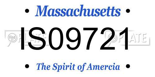 IS09721 Massachusetts License Plate