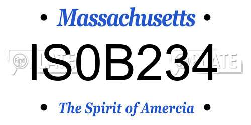 IS0B234 Massachusetts License Plate