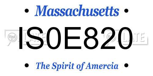 IS0E820 Massachusetts License Plate