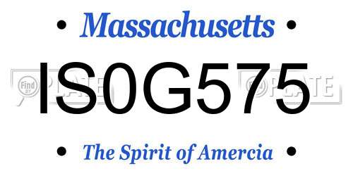 IS0G575 Massachusetts License Plate