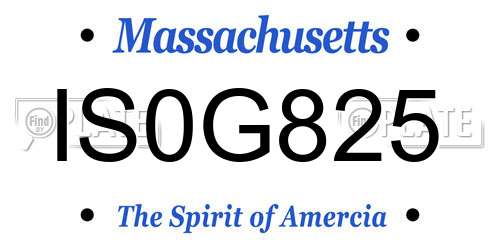 IS0G825 Massachusetts License Plate