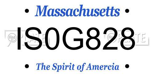 IS0G828 Massachusetts License Plate