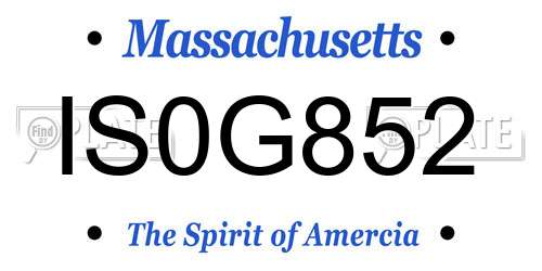 IS0G852 Massachusetts License Plate