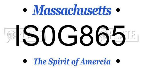 IS0G865 Massachusetts License Plate