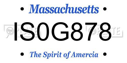 IS0G878 Massachusetts License Plate