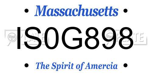 IS0G898 Massachusetts License Plate