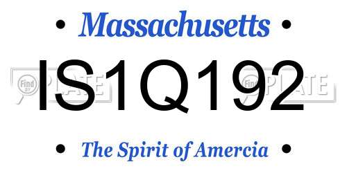 IS1Q192 Massachusetts License Plate