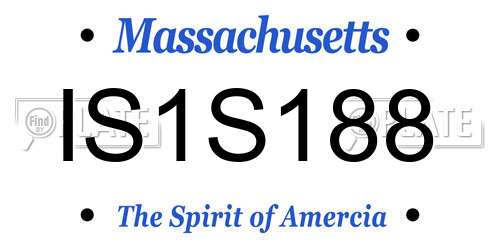 IS1S188 Massachusetts License Plate