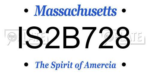 IS2B728 Massachusetts License Plate