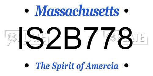 IS2B778 Massachusetts License Plate
