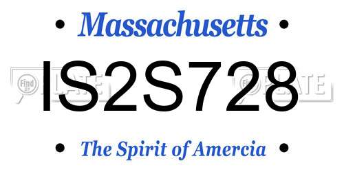IS2S728 Massachusetts License Plate