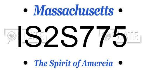 IS2S775 Massachusetts License Plate