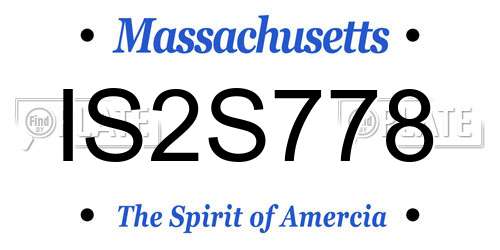 IS2S778 Massachusetts License Plate